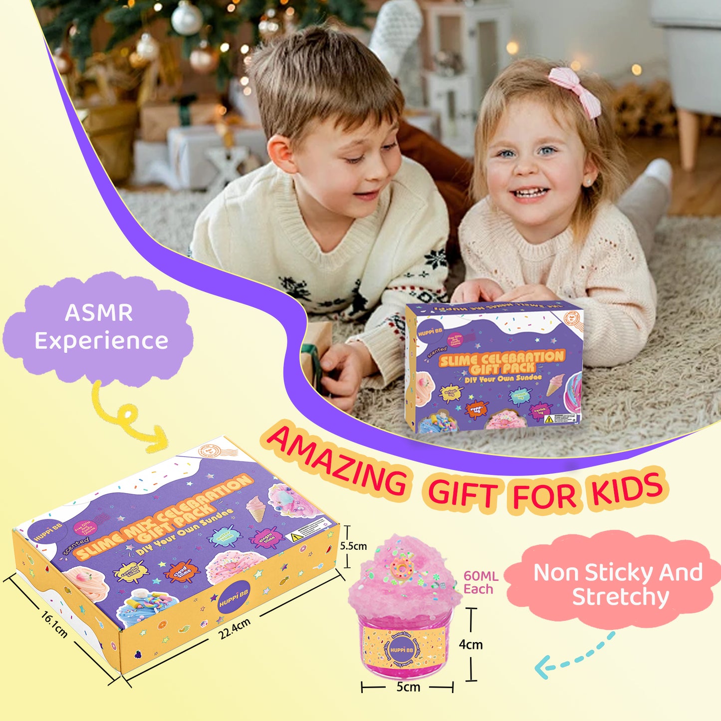 HUPPI BB® Gift Box 10 Pack Scented Mixed Slime Kit Butter, Cloud, Bingu Slime,Fidget Toy Kids Party Birthday Gifts