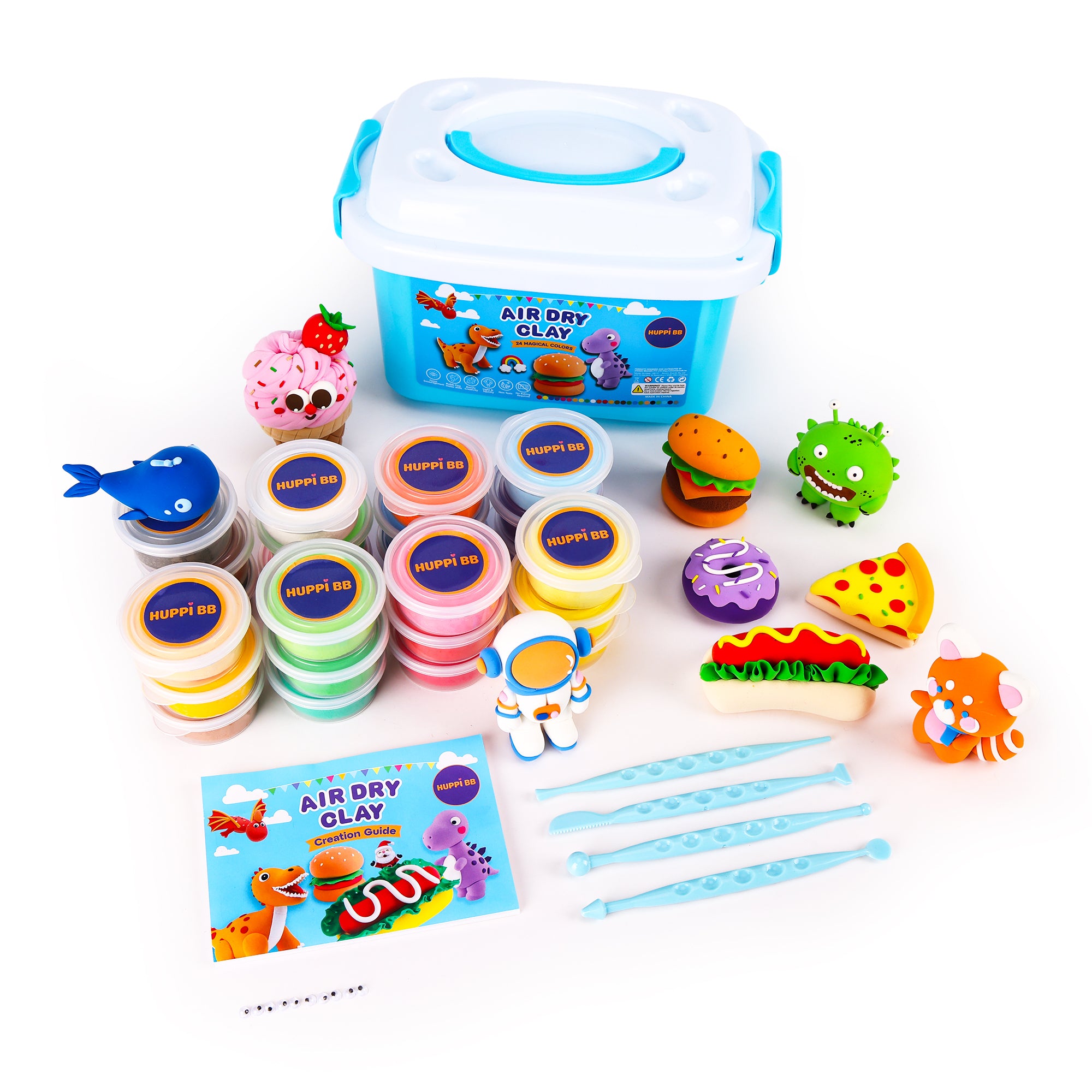 Air Dry Clay Kit for Kids – Rich and Bright Colours, Ultra-Light & Non-Sticky Modelling Clay Set with Tools & Tutorial – Safe, Non-Toxic Craft Kit for Creative DIY Sculpting & School Projects. Educational and Screen Free Toys