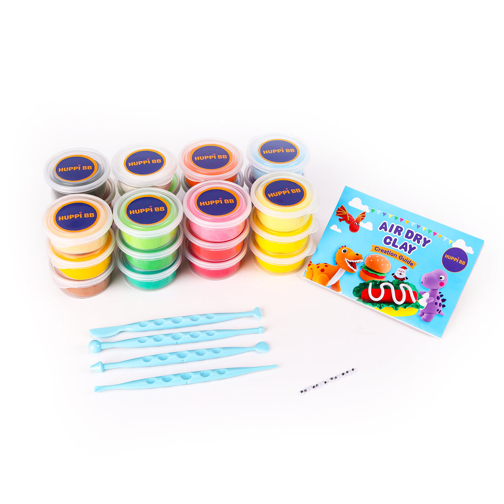 Air Dry Clay Kit for Kids – Rich and Bright Colours, Ultra-Light & Non-Sticky Modelling Clay Set with Tools & Tutorial – Safe, Non-Toxic Craft Kit for Creative DIY Sculpting & School Projects. Educational and Screen Free Toys