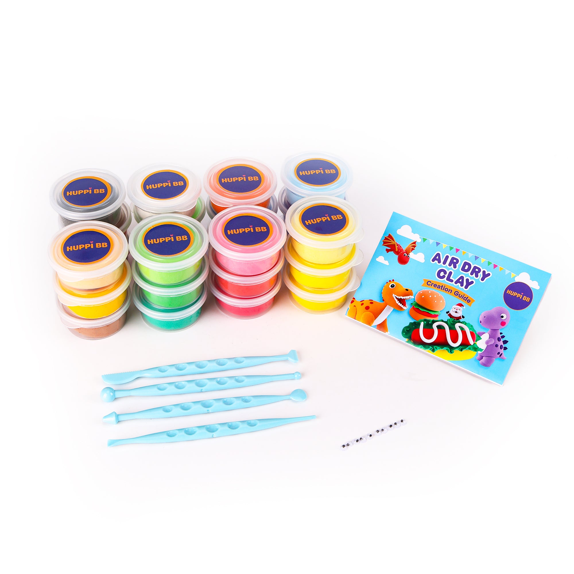 Air Dry Clay Kit for Kids – Rich and Bright Colours, Ultra-Light & Non-Sticky Modelling Clay Set with Tools & Tutorial – Safe, Non-Toxic Craft Kit for Creative DIY Sculpting & School Projects. Educational and Screen Free Toys