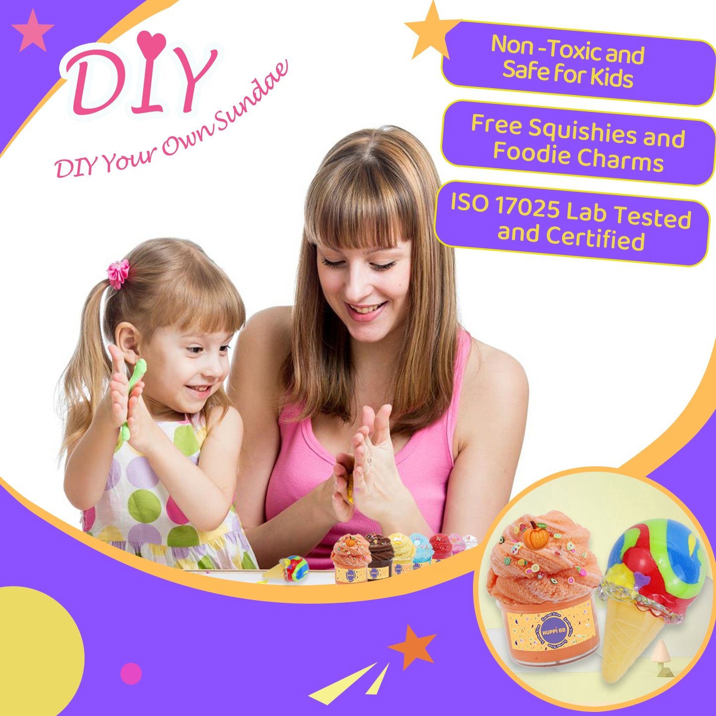 HUPPI BB® Gift Box 10 Pack Scented Mixed Slime Kit Butter, Cloud, Bingu Slime,Fidget Toy Kids Party Birthday Gifts