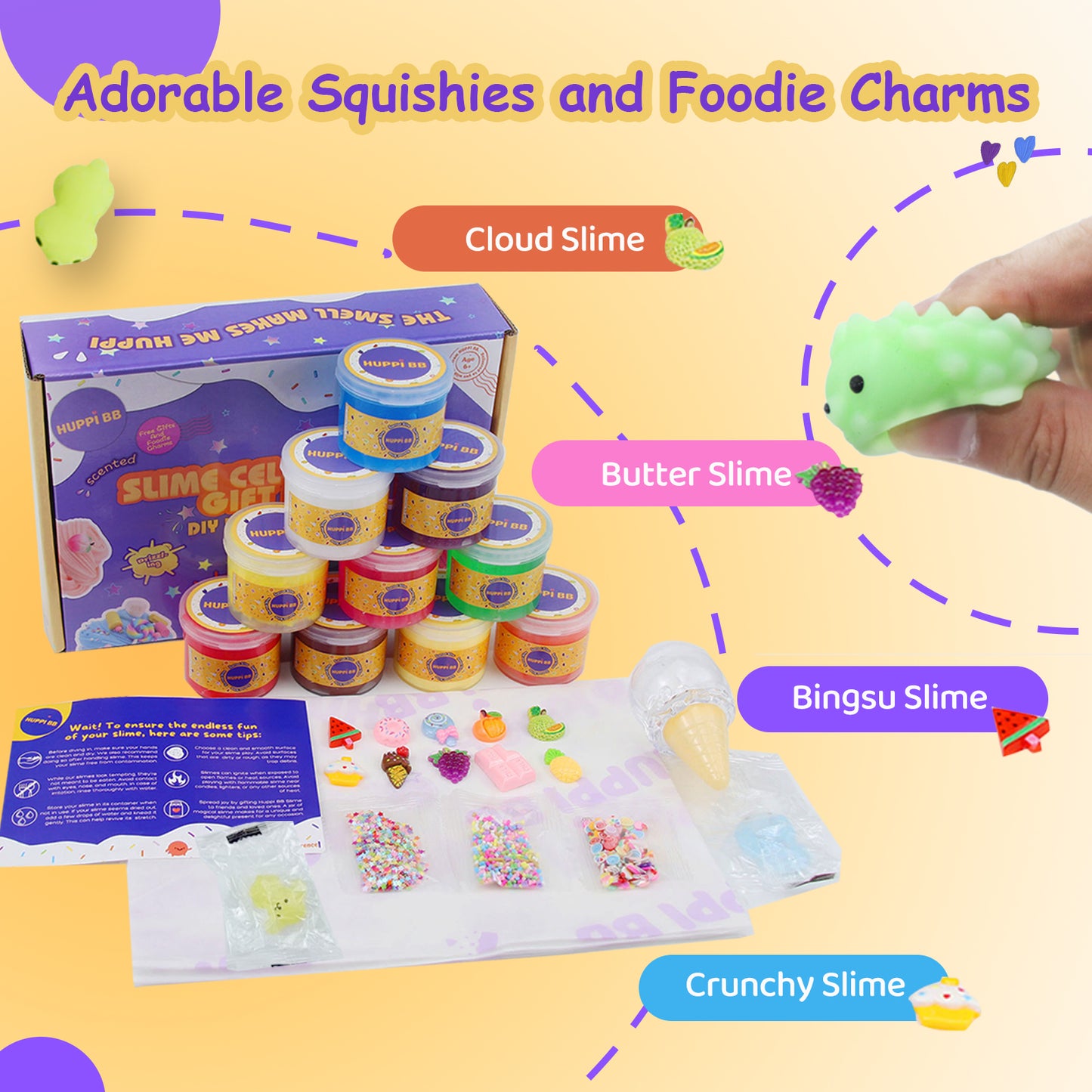 HUPPI BB® Gift Box 10 Pack Scented Mixed Slime Kit Butter, Cloud, Bingu Slime,Fidget Toy Kids Party Birthday Gifts