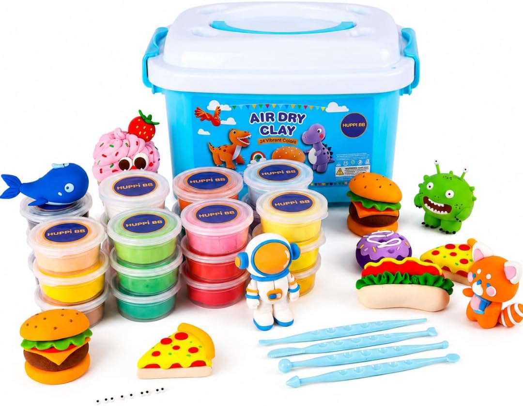 HUPPI BB colourful 24-pack air dry clay kit